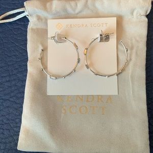 Kendra Scott Rhoan silver hoop earrings with purple stones